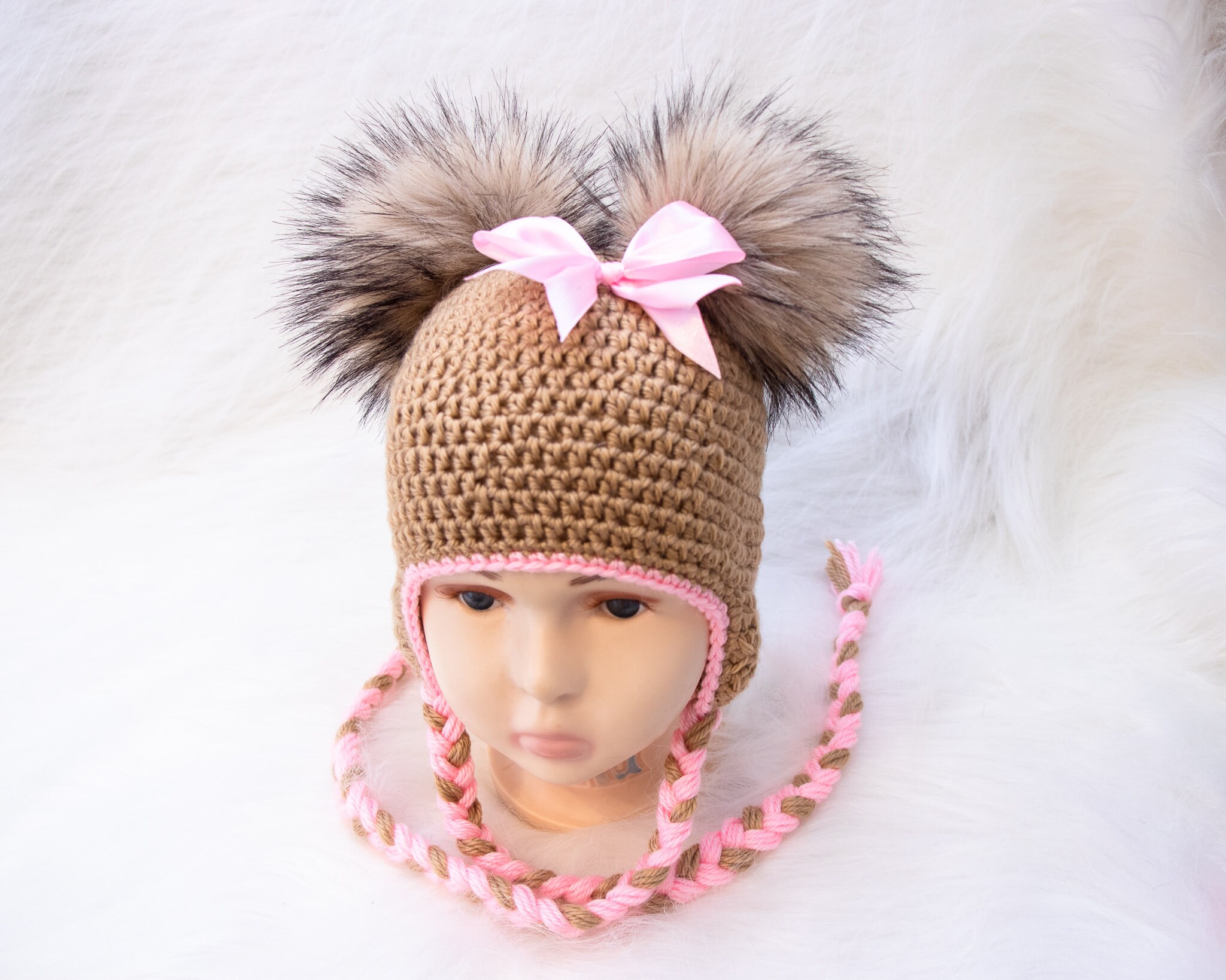 baby girl winter hat with bow