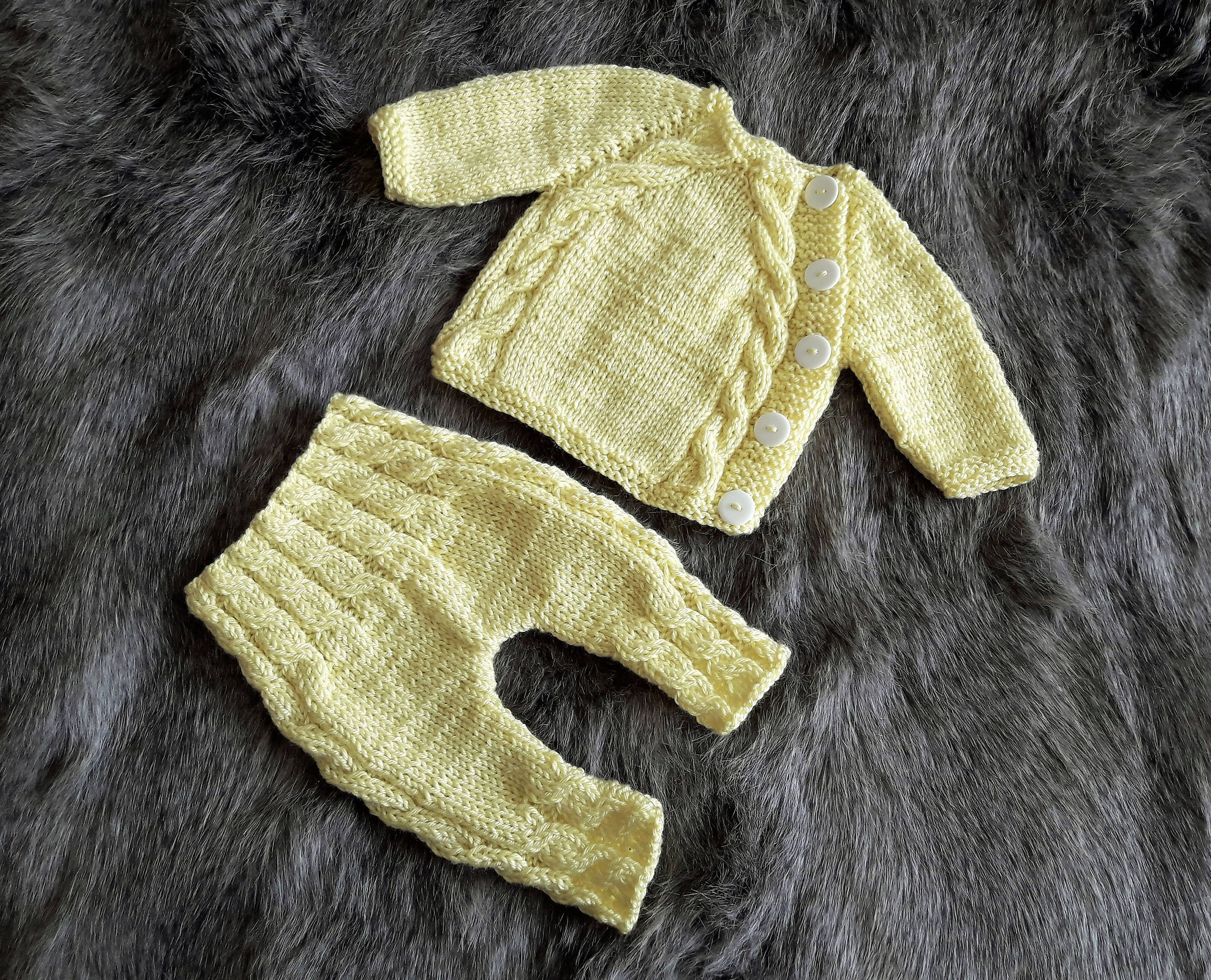 Knitted Yellow Baby coming home outfit - Knit Baby Outfit - Knitted ...