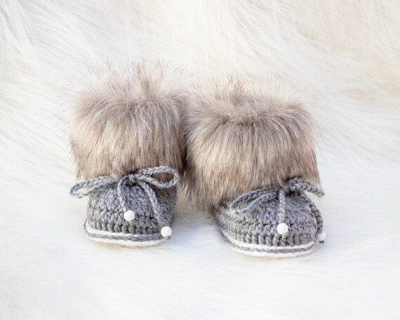 gray baby booties