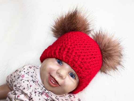 Two Seaside Babes Pale Pink Mini Pom Pom Hat | Newborn, Baby, Toddler, Girl, Women's Sizes Adult