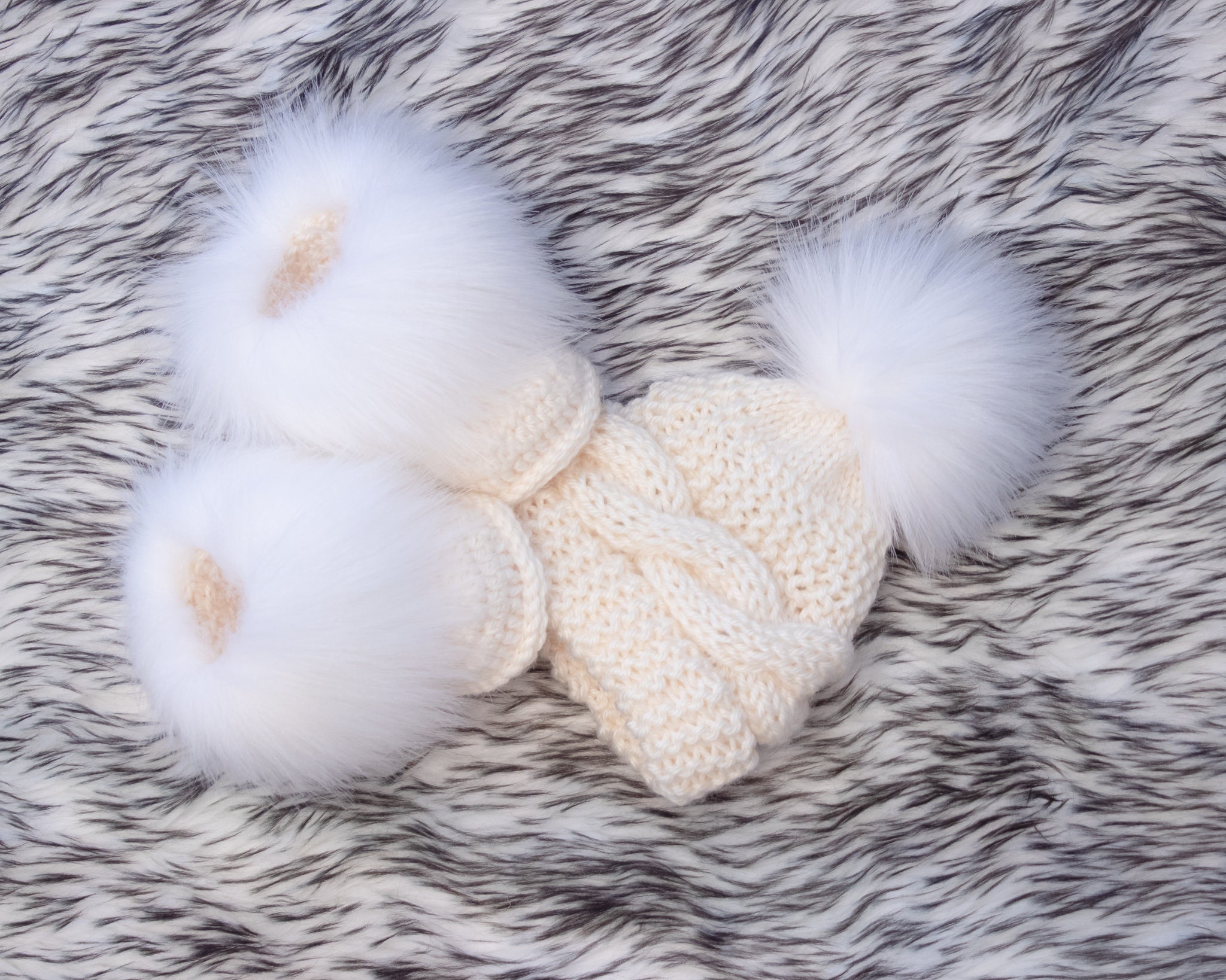 white fur baby hat