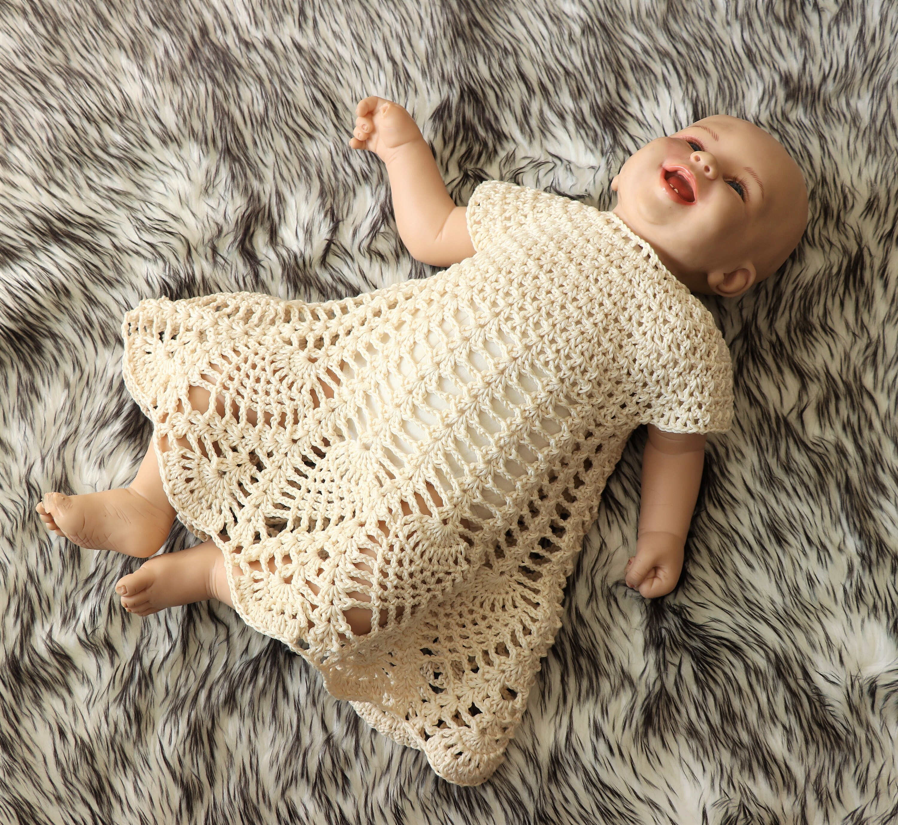 Baby Girl Dress Set - Baby Dress - Baptism set - Crochet Baby Dress ...