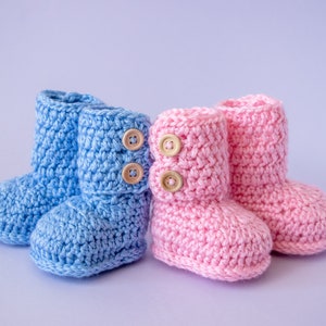 Twin Boy & Girl baby Booties, Crochet booties, Twin preemie gift, Pregnancy Announcement, Pink and blue booties, Pink booties, Blue booties zdjęcie 8