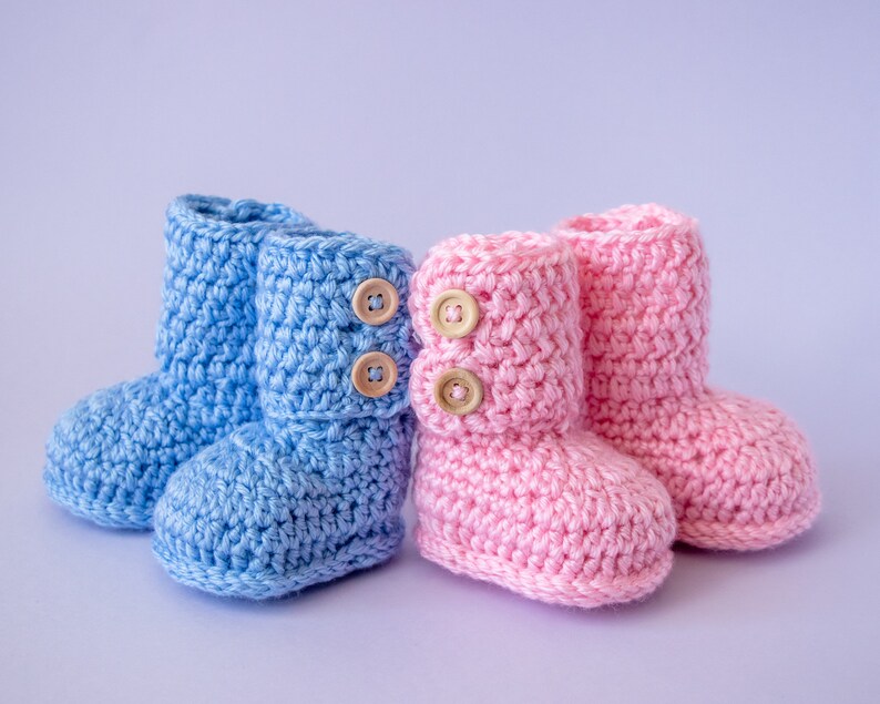 Twin Boy & Girl baby Booties, Crochet booties, Twin preemie gift, Pregnancy Announcement, Pink and blue booties, Pink booties, Blue booties image 8