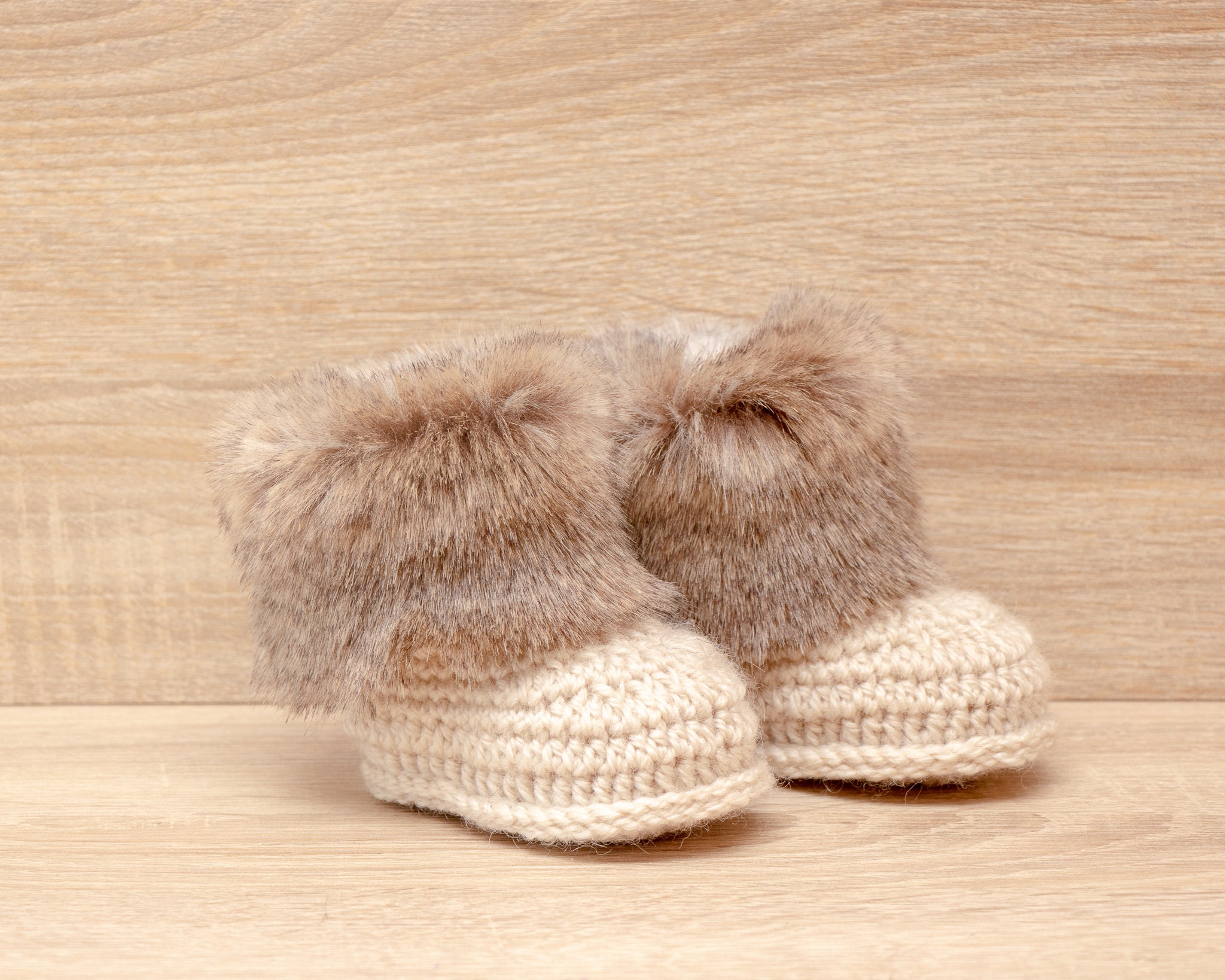 Gender neutral baby booties, Unisex baby shoes, Faux fur
