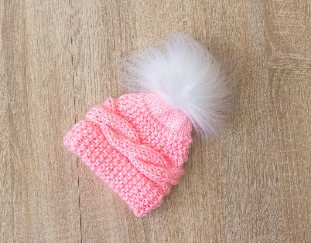 Pink baby winter hat Newborn girl hat Preemie girl hat Hand Etsy