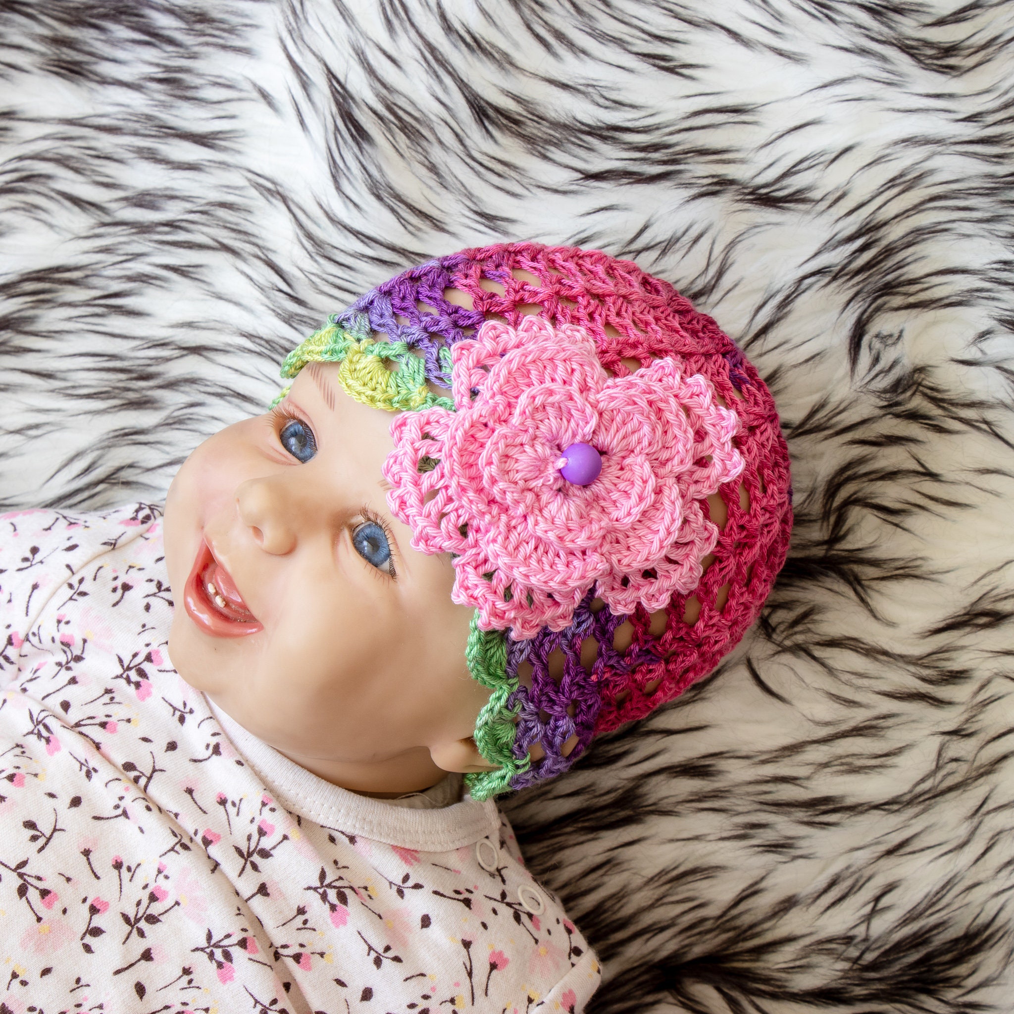 03 m Baby girl summer hat Newborn girl hat Crochet Flower Etsy