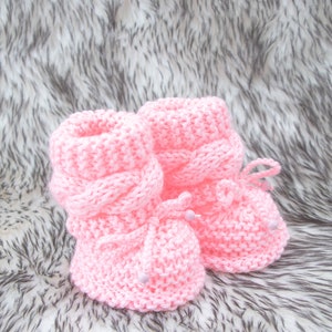 Pink Baby Booties and hat, Knitted Baby Hat, Knitted Baby Booties, Baby girl outfit, Baby girl booties, Baby girl beanie, Baby girl gift image 5