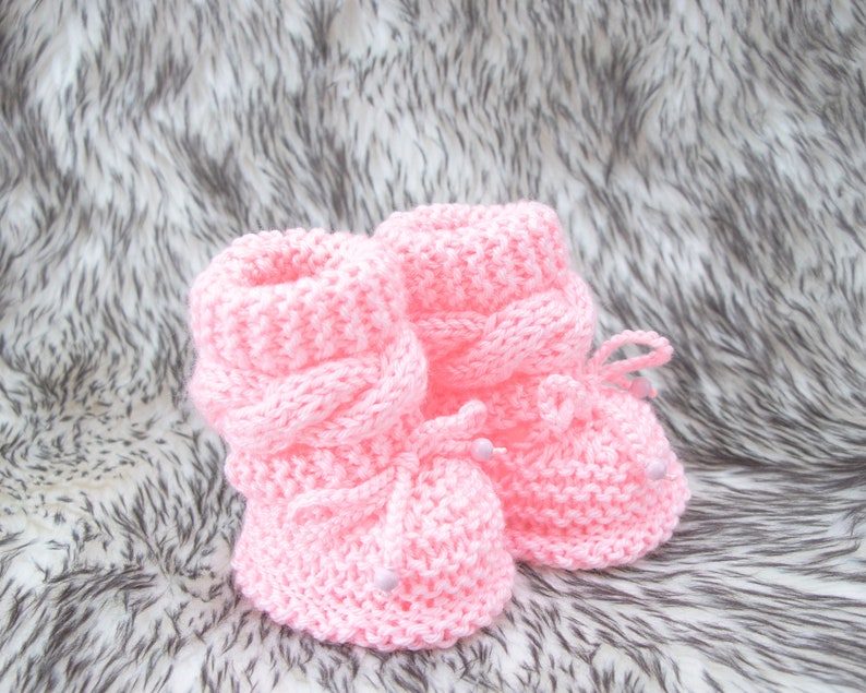 Pink Baby Booties and hat, Knitted Baby Hat, Knitted Baby Booties, Baby girl outfit, Baby girl booties, Baby girl beanie, Baby girl gift image 5