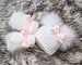 Double pom pom Crochet hat, Faux Fur booties, Baby girl shoes and hat, Newborn Girl gift, Infant Shoes, Infant girl hat, Preemie girl outfit 