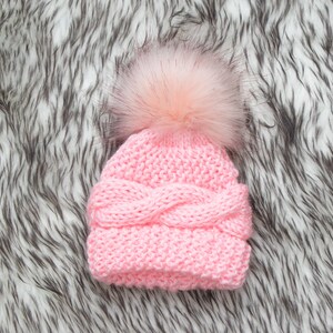 Pink Baby Booties and hat, Knitted Baby Hat, Knitted Baby Booties, Baby girl outfit, Baby girl booties, Baby girl beanie, Baby girl gift image 6