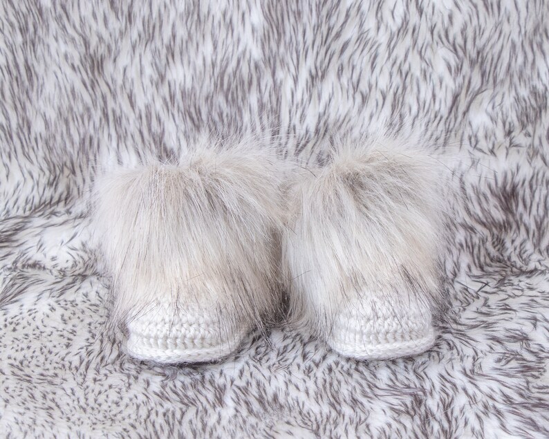Gender Neutral Faux Fur Baby Booties Beige Booties Infant Etsy