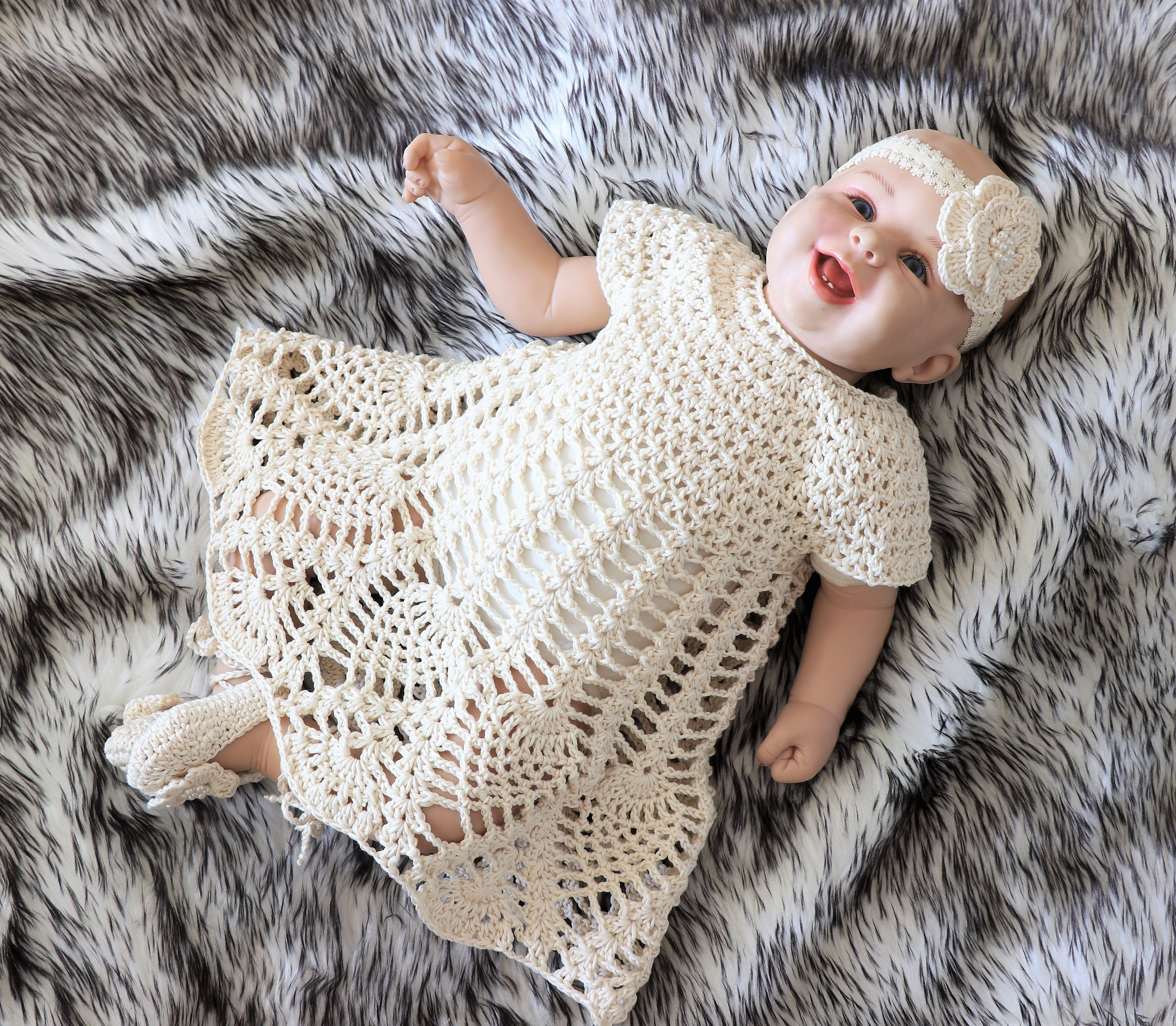 crochet baby christening dress