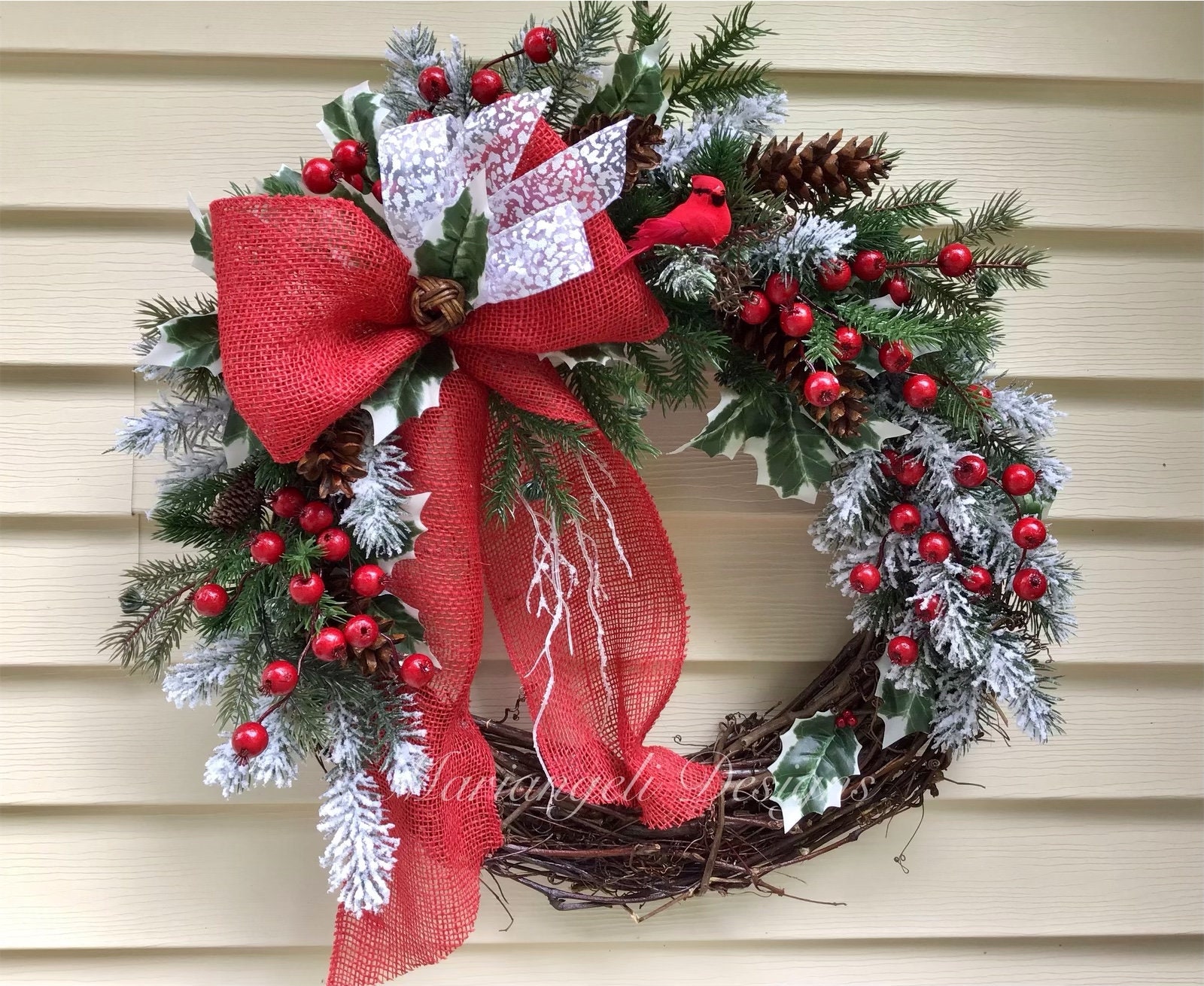 Large Christmas Front Door Wreath/winter Decor/red and Green