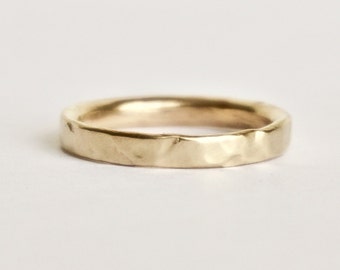 Gold Wedding Band - Organic Shape Ring - Unique Textured Ring  - 9 Carat Yellow Gold Molten Ring - Alternative Wedding - Rustic Wedding Ring