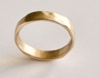 Gold Wedding Band - Molten 14k Recycled Gold Ring - Women's Ring - Man Ring