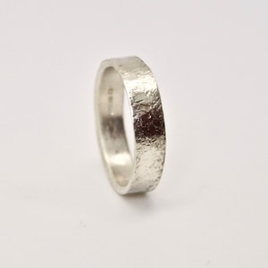 White Gold Wedding Ring with Distressed Texture 9 Carat Gold Wedding Band Hammered Organic Texture Recycled Gold image 3
