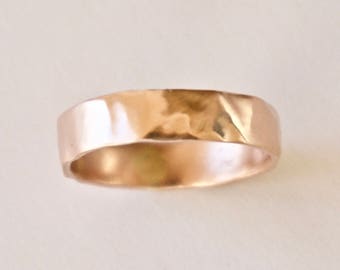 Rose Gold Wedding Band Organic Brushed Textured Ring 9 Carat Rose Gold Molten Ring Alternative Wedding Rustic Wedding Ring Red Gold 9k