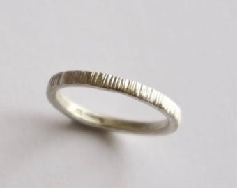 Tree Bark White Gold Ring - 9 Carat - Unique Wedding Band - Gold Wedding Ring