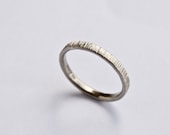 White Gold Wedding Band - Tree Bark Ring - Thin Ring - 18 Carat - Textured - Simple - Men's Women's  - His and Hers Wedding Ring