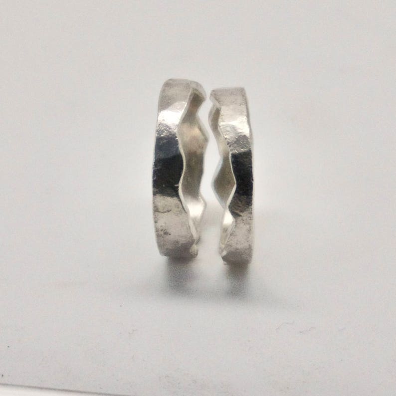 Silver Interlocking Rings Mountain Range Rings Silver Wedding Engagement Ring Couple Ring Recycled Sterling Silver image 9