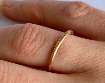 Rose Gold Ring - Unique Distressed Wedding Band - 9 Carat Gold Ring - Recycled Gold - Ready to Ship size UK M 1/2