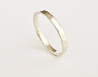 White Gold Ring - Handmade Wedding Band - 9 Carat Molten Ring - Recycled - Men's Women's - Couples - Unisex