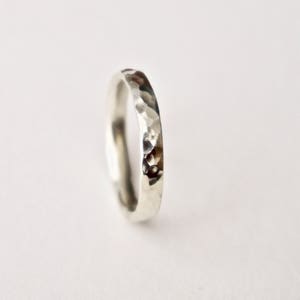 White Gold Hammered Wedding Bands Wedding Ring Set 9 Carat Gold Men's Ring Women's Ring Recycled image 5