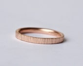 Rose Gold Tree Bark Ring - Unique Wedding Band - 18 Carat - Women's Wedding Ring - Men's Wedding Band - Rose Pink Red Gold - Thin Ring
