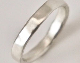 Silver Ring with Molten Organic Texture Recycled Silver Alternative Wedding Band Unique Ring Wavy Minimal Jewellery Unisex Matching Ring