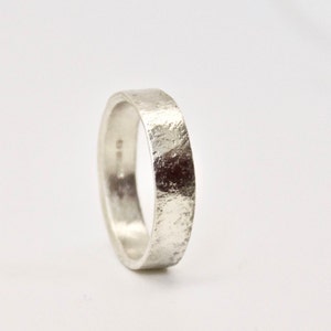 White Gold Wedding Ring with Distressed Texture 9 Carat Gold Wedding Band Hammered Organic Texture Recycled Gold image 1