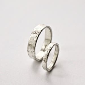 White Gold Wedding Ring with Distressed Texture 9 Carat Gold Wedding Band Hammered Organic Texture Recycled Gold image 8