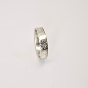 White Gold Wedding Ring with Distressed Texture 9 Carat Gold Wedding Band Hammered Organic Texture Recycled Gold image 6