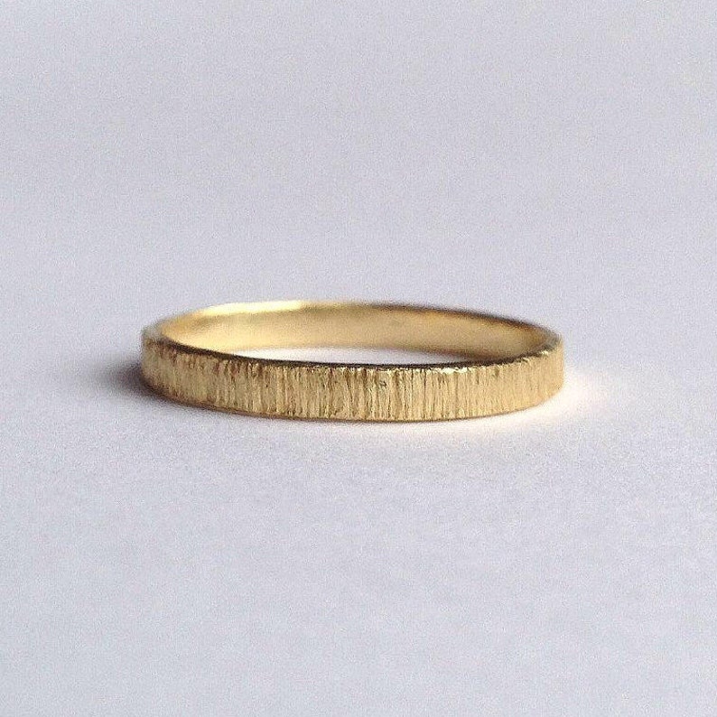 Gold Tree Bark Ring in 18 Carat Recycled Gold Wedding Band Men's Women's Unisex image 1