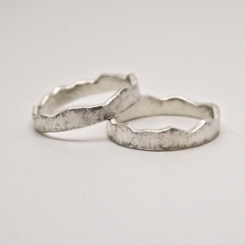 Silver Interlocking Rings Mountain Range Rings Silver Wedding Engagement Ring Couple Ring Recycled Sterling Silver image 7