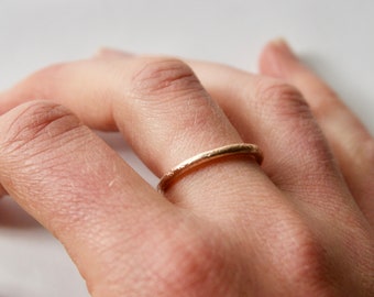 Rose Gold Textured Halo Ring - Unique Distressed Wedding Band - 9 Carat Gold Ring / Recycled Gold