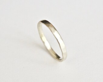 White Gold Ring - Wedding Band - 9 Carat Molten Ring - Recycled - Men's Women's - Couples - Unisex