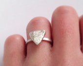 Triangle Ring - Alternative Engagement Ring - Unique Texture - Recycled Sterling Silver - Geometric Ring - Thin Silver Ring