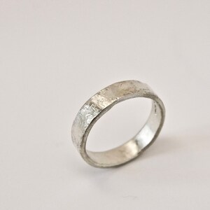 White Gold Wedding Ring with Distressed Texture 9 Carat Gold Wedding Band Hammered Organic Texture Recycled Gold image 5