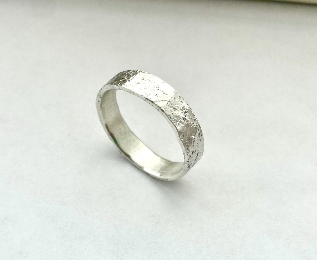 Silver Ring - Wedding Band - Distressed Organic Texture - Recycled ...