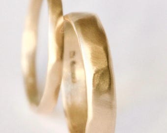 14k Gold Wedding Bands Texture Wedding Ring Set Recycled Gold Molten Ring 2mm Band 3mm Ring 4mm gold Band 5mm Matching Couple Ring Ladies