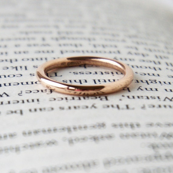 Rose Gold Wedding Band Halo Ring Thin Ring Plain Band Etsy