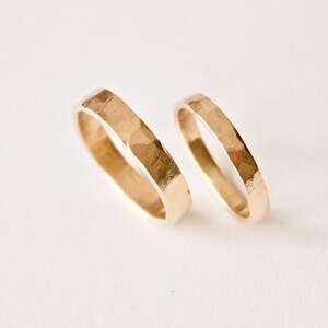 Gold Wedding Band, Hammered 14k Ring, Yellow Gold, Men's Ring, Women's Band, Unisex, Asymmetrical Ring, Handmade, Anniversary Gift for her image 6