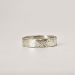 White Gold Wedding Ring with Distressed Texture 9 Carat Gold Wedding Band Hammered Organic Texture Recycled Gold image 7