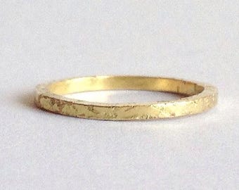 Gold Ring Wedding Band Rustic 9 Carat Gold Ring Thin Stone Texture Band Promise Ring Stacking 9k Gold Jewellery Gift for Wife Anniversary