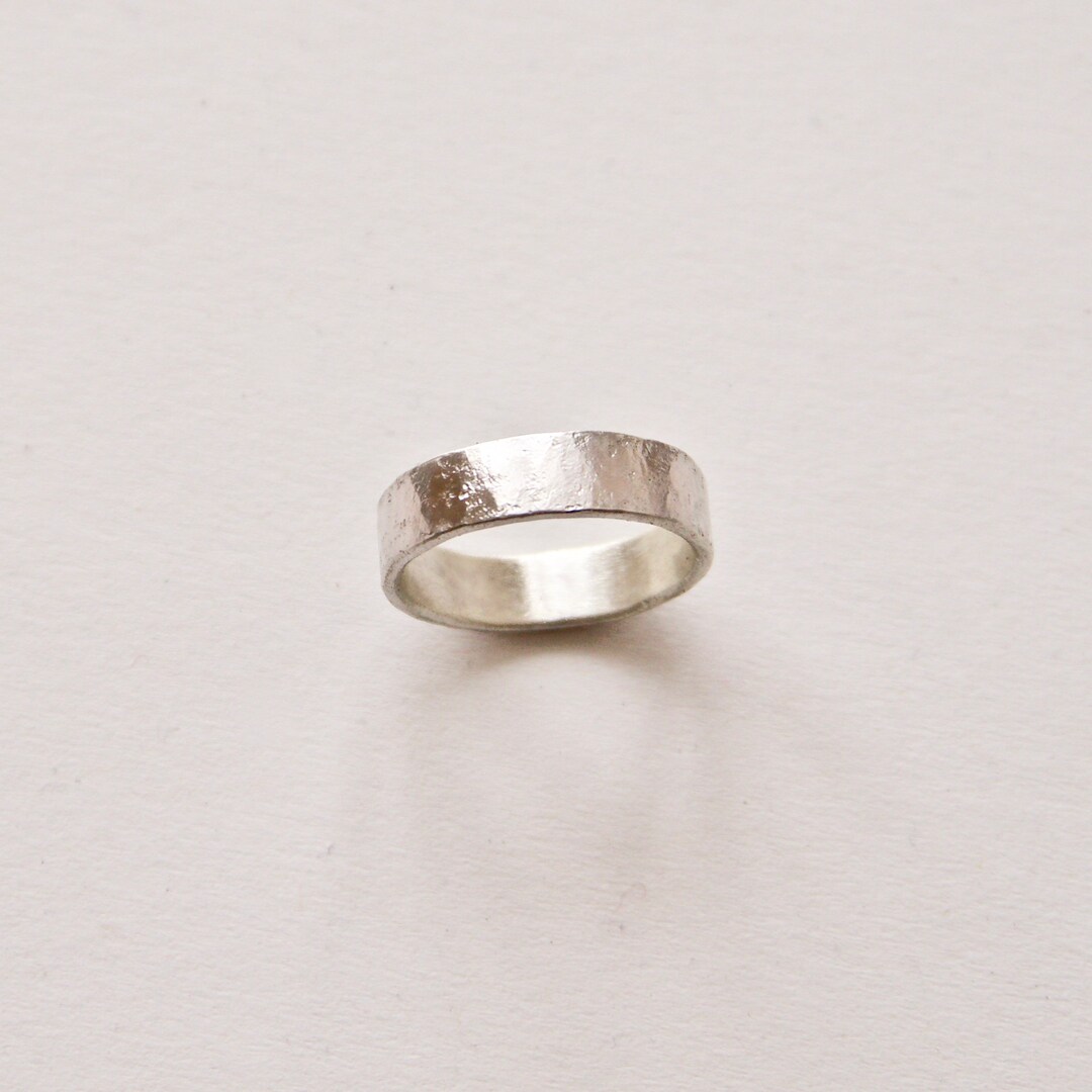 Silver Wedding Band, Distressed Ring Organic, Sterling Silver Recycled ...