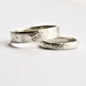 White Gold Wedding Ring with Distressed Texture 9 Carat Gold Wedding Band Hammered Organic Texture Recycled Gold image 9