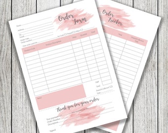 Order Form/Order Tracker Watercolour Printable form, PDF FILE, Office Stationery.