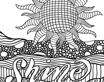 Shine  Zentangle Coloring Sheet  Art Original Designs Therapeutic Discipline