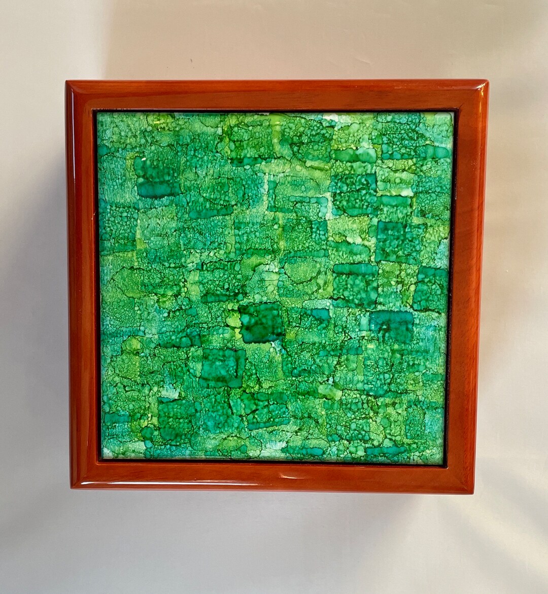 Jewelry Box, Alcohol Ink Art Ceramic Tile, Gift, Keepsake Alcohol Ink